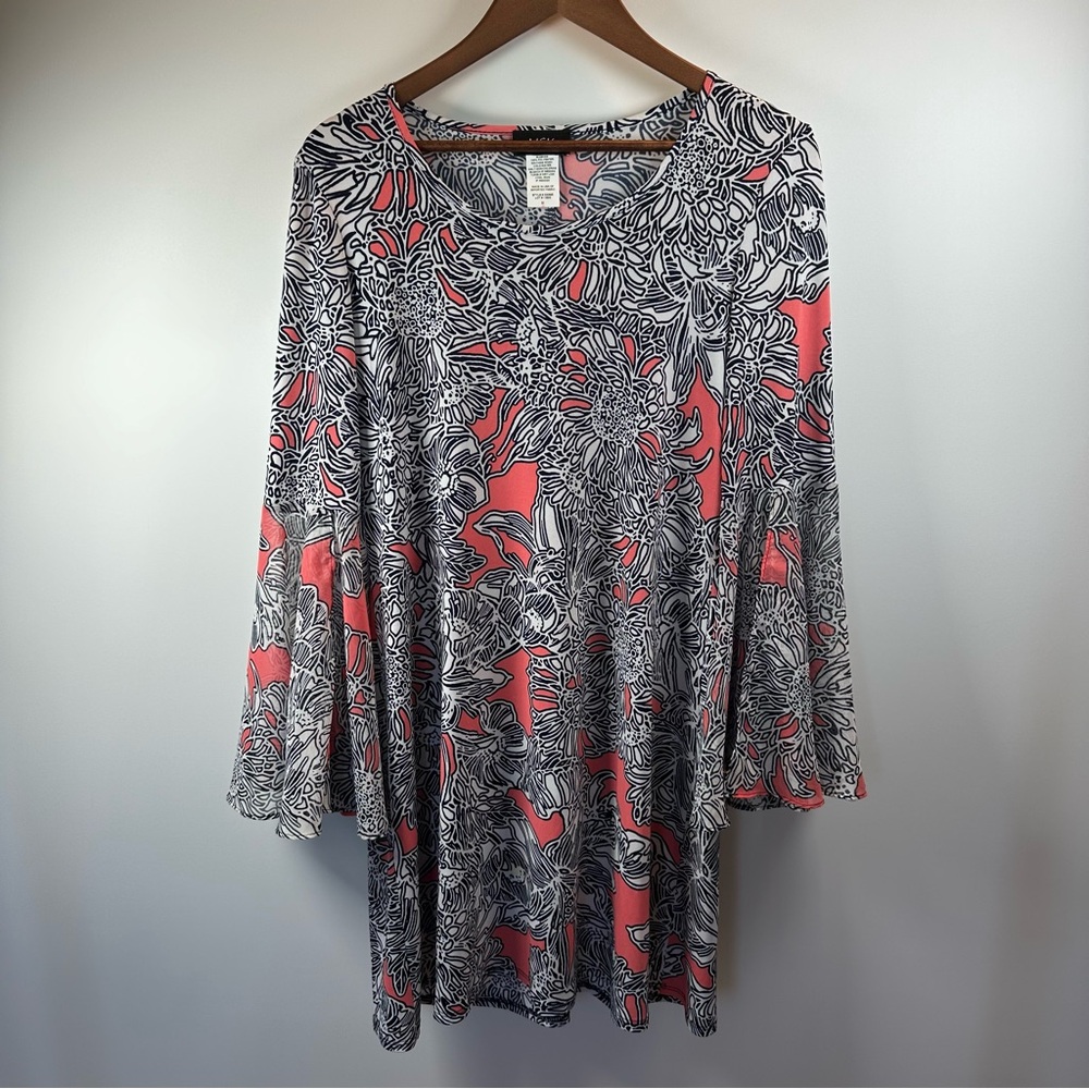 Msk Navy And Pink Patterned Dress‎